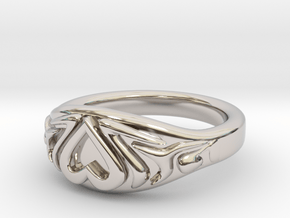 Heart Ring very small in Rhodium Plated Brass