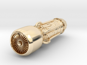 Jet Engine Keychain in 14k Gold Plated Brass