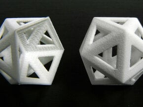 Dented icosahedron and icosahedron in White Natural Versatile Plastic