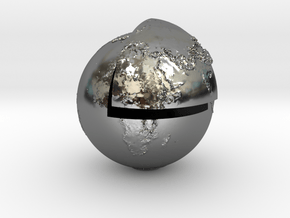 Planet earth sectioned quarter in Fine Detail Polished Silver