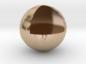 First part of planet earth sectioned quarter in 14k Rose Gold Plated Brass