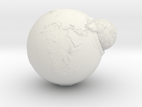 Planet Earth and Moon in Union in White Natural Versatile Plastic