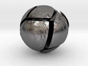 Relief planet Earth puzzle in Polished Nickel Steel