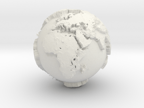 Planet Earth with relief continents highlighting in White Natural Versatile Plastic