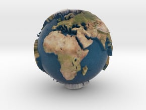 Planet Earth with relief continents highlighting in Full Color Sandstone