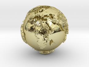Planet Earth with relief continents highlighting in 18k Gold
