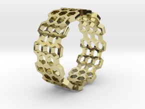 Honeycomb fashion Ring Size 12 in 18k Gold Plated Brass