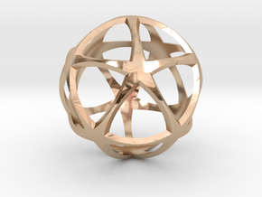 0302 Star Ball (Icosohedron with Stars) 3.0cm #001 in 14k Rose Gold Plated Brass