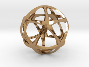 0302 Star Ball (Icosohedron with Stars) 3.0cm #001 in Polished Brass
