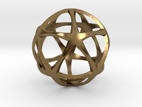 0302 Star Ball (Icosohedron with Stars) 3.0cm #001 in Polished Bronze