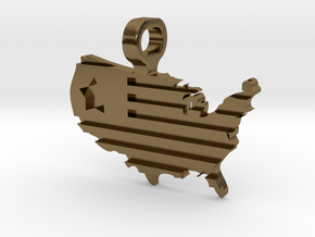 US flag on a map in Polished Bronze