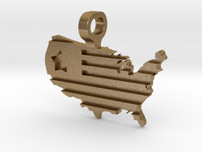 US flag on a map in Polished Gold Steel
