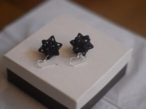 Ball captured in Stellated Dodecahedron Earrings in White Natural Versatile Plastic