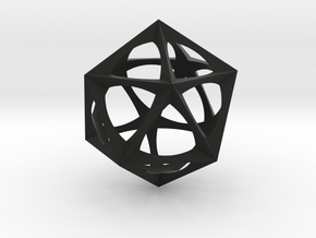 0301 Icosohedron (3.0 cm) in Black Natural Versatile Plastic