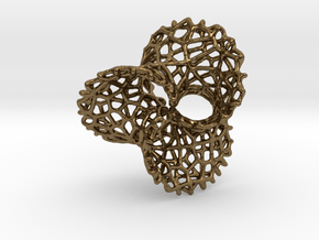 Scherk 7 Voronoi Mesh Pendant - 36mm in Polished Bronze