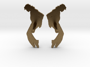 MJ Studs (Pair) Shapeways in Natural Bronze