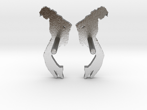 MJ Studs (Pair) Shapeways in Natural Silver