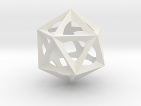 0300 Icosohedron (E&full color, 5 cm)  in White Natural Versatile Plastic
