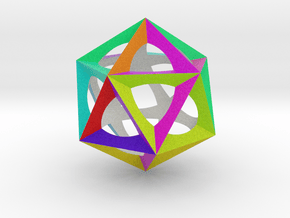 0300 Icosohedron (E&full color, 5 cm)  in Full Color Sandstone