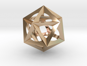 0300 Icosohedron (E&full color, 5 cm)  in 14k Rose Gold Plated Brass