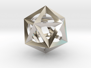 0300 Icosohedron (E&full color, 5 cm)  in Rhodium Plated Brass
