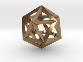 0300 Icosohedron (E&full color, 5 cm)  in Natural Brass