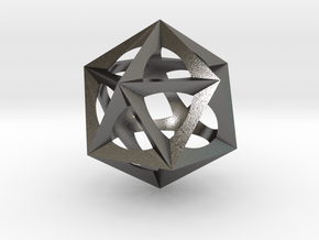 0300 Icosohedron (E&full color, 5 cm)  in Polished Nickel Steel
