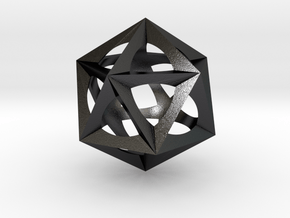 0300 Icosohedron (E&full color, 5 cm)  in Polished and Bronzed Black Steel