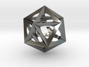0300 Icosohedron (E&full color, 5 cm)  in Fine Detail Polished Silver