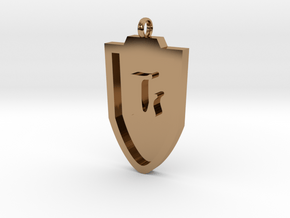 Medieval L Shield Pendant in Polished Brass