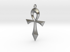 Swept Ankh in Natural Silver
