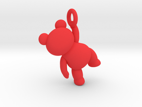 Teddy Bear Pendant - Small - ring in Red Processed Versatile Plastic
