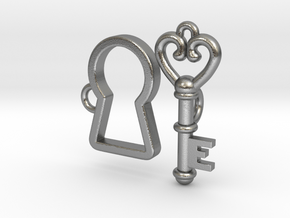 Lock and Key Toggle Clasp Charms in Natural Silver