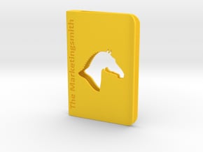 Branded Square Business Card Holder Clip Style in Yellow Processed Versatile Plastic