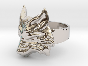 Fenrir - Norse Wolf Ring - Size 8 in Rhodium Plated Brass