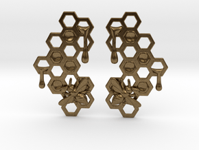 Honey Comb Earring Set in Natural Bronze