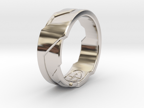 GD Ring (US Size - 7 1/4) in Rhodium Plated Brass