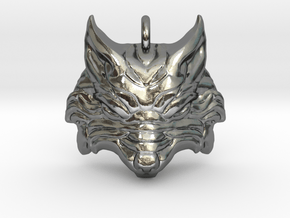 Fenrir - Norse Wolf Pendant in Polished Silver