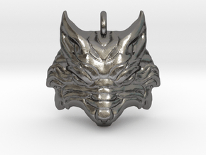 Fenrir - Norse Wolf Pendant in Polished Nickel Steel