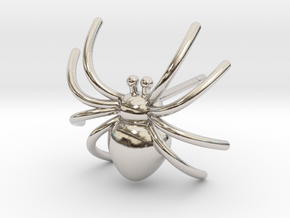 Spider post Earring 3D printing in Rhodium Plated Brass
