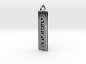 The Date Pendant in Fine Detail Polished Silver