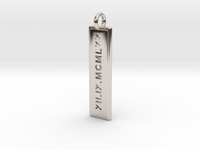 The Date Pendant in Rhodium Plated Brass