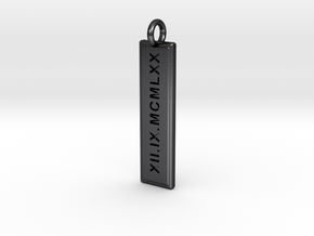The Date Pendant in Polished and Bronzed Black Steel