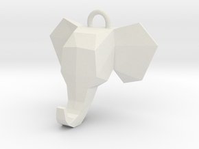 Elephant Pendant in White Natural Versatile Plastic