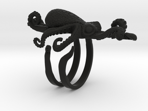 Octopus Ring in Black Natural Versatile Plastic