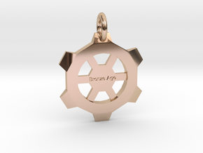 Small Gear Pendant in 14k Rose Gold Plated Brass