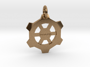 Small Gear Pendant in Natural Brass