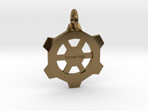 Small Gear Pendant in Polished Bronze