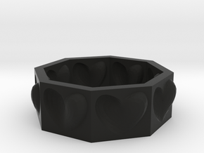 Half Hearted Ring ... a ring with a twist  in Black Natural Versatile Plastic