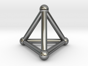 0277 Tetrahedron V&E (S&B) (a=10mm) in Fine Detail Polished Silver